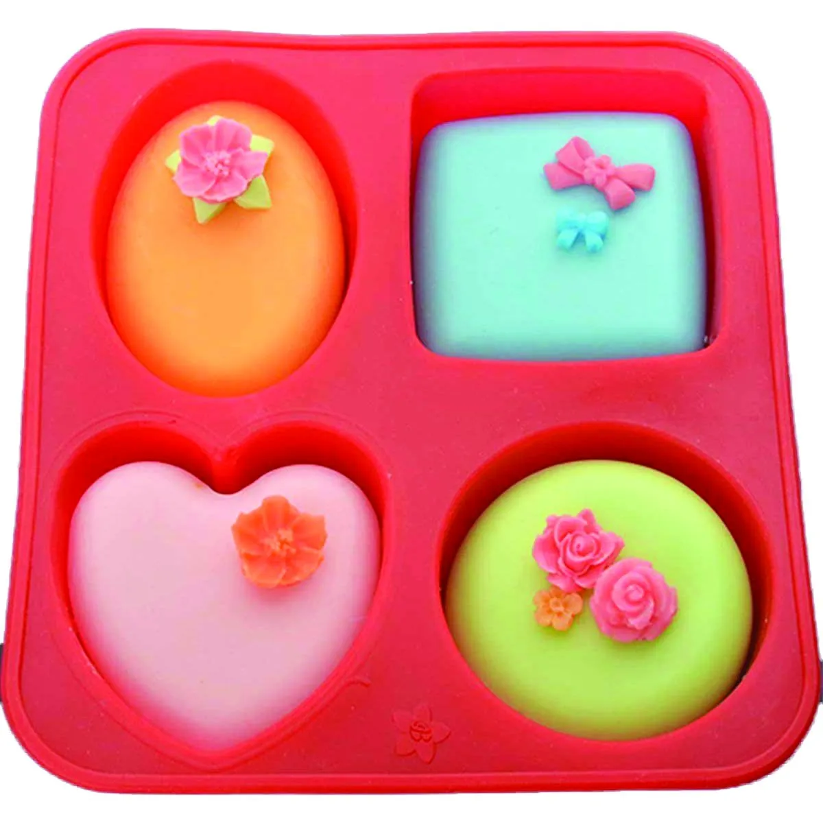 0773 Silicone Circle, Square, Oval and Heart Shape Soap And Mini Cake Making Mould