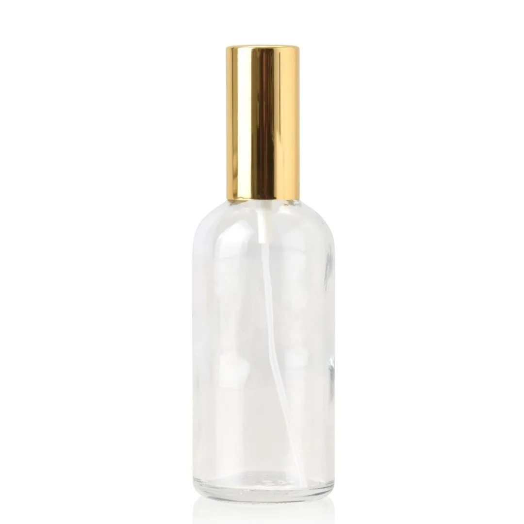 100ml Clear Glass Spray Bottle (Shiny Gold)