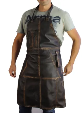 10W1UP Leather Apron Distressed Brown - Custom-Made Personalized Name Initials