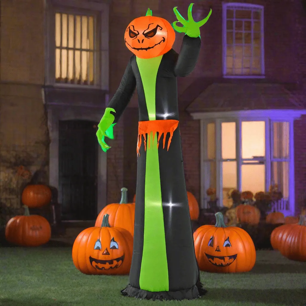 12ft LED Inflatable Pumpkin Monster Green Halloween Decoration