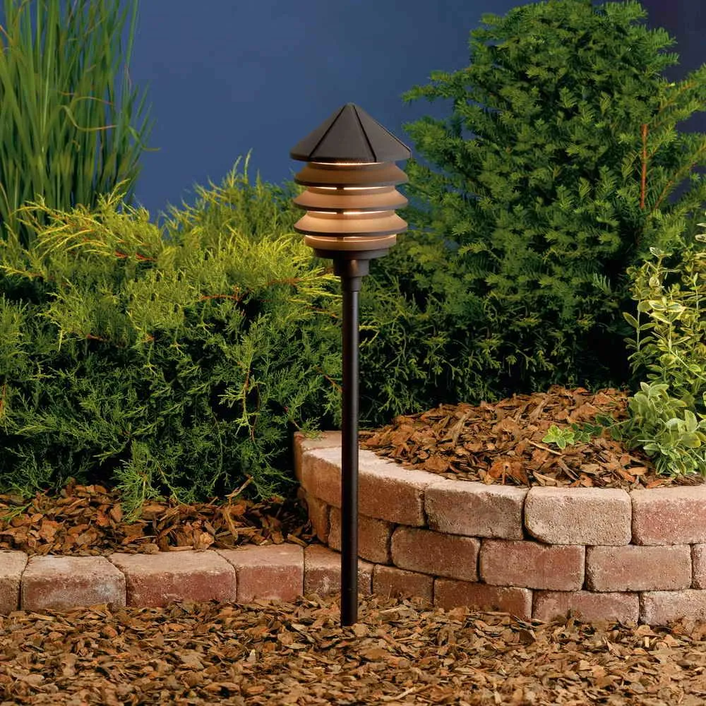 12V Three Tier Landscape Path Light Textured Architectural Bronze