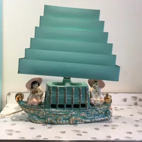 1950s Chinese Boat TV Lamp with matching Venetian Blind Shade