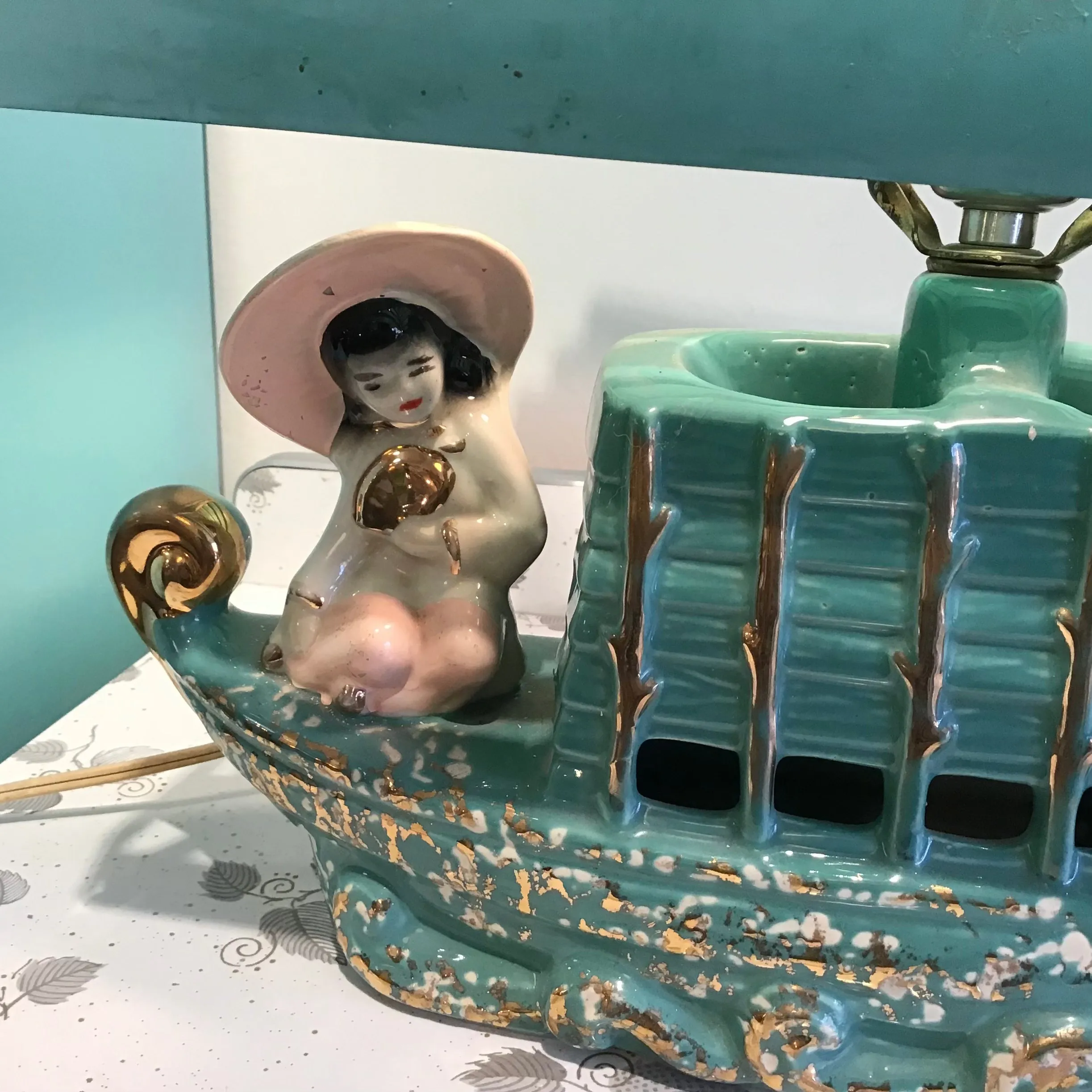 1950s Chinese Boat TV Lamp with matching Venetian Blind Shade