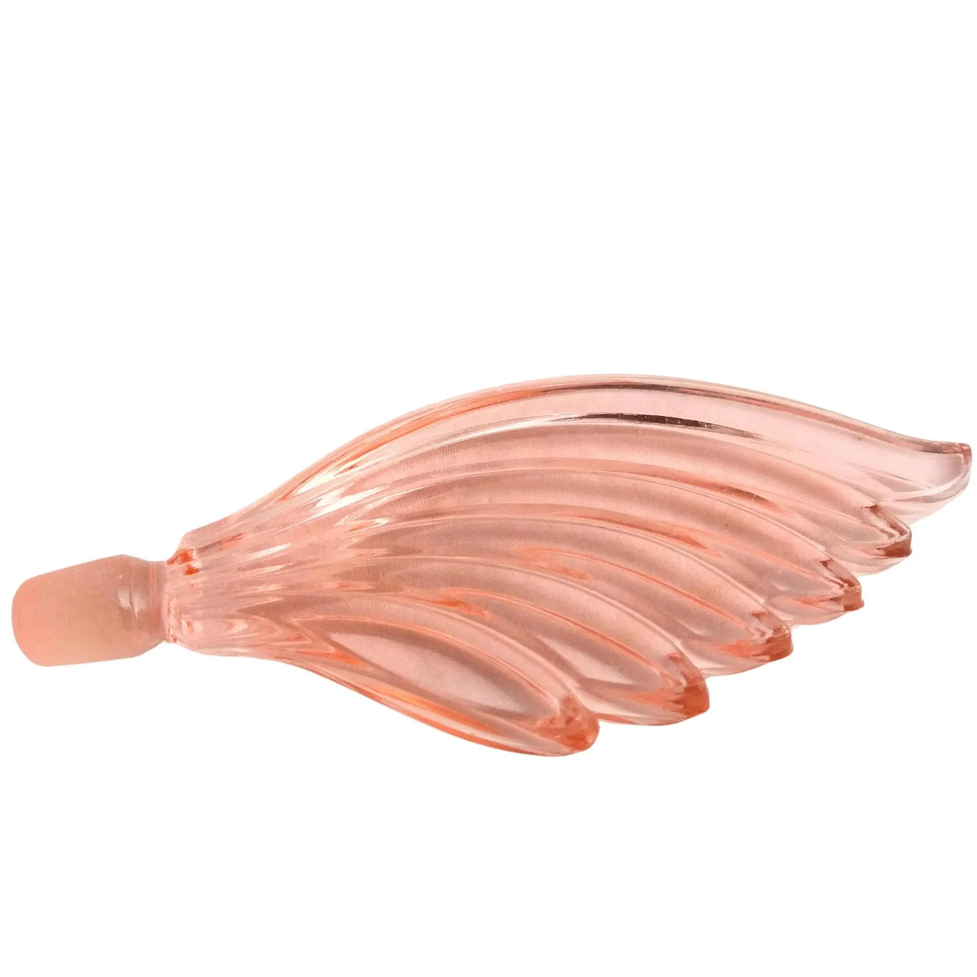 1960 glass perfume bottle - Feather Glass Perfume Bottle mid century perfume bottle with stopper Pink glass perfume bottle vintage