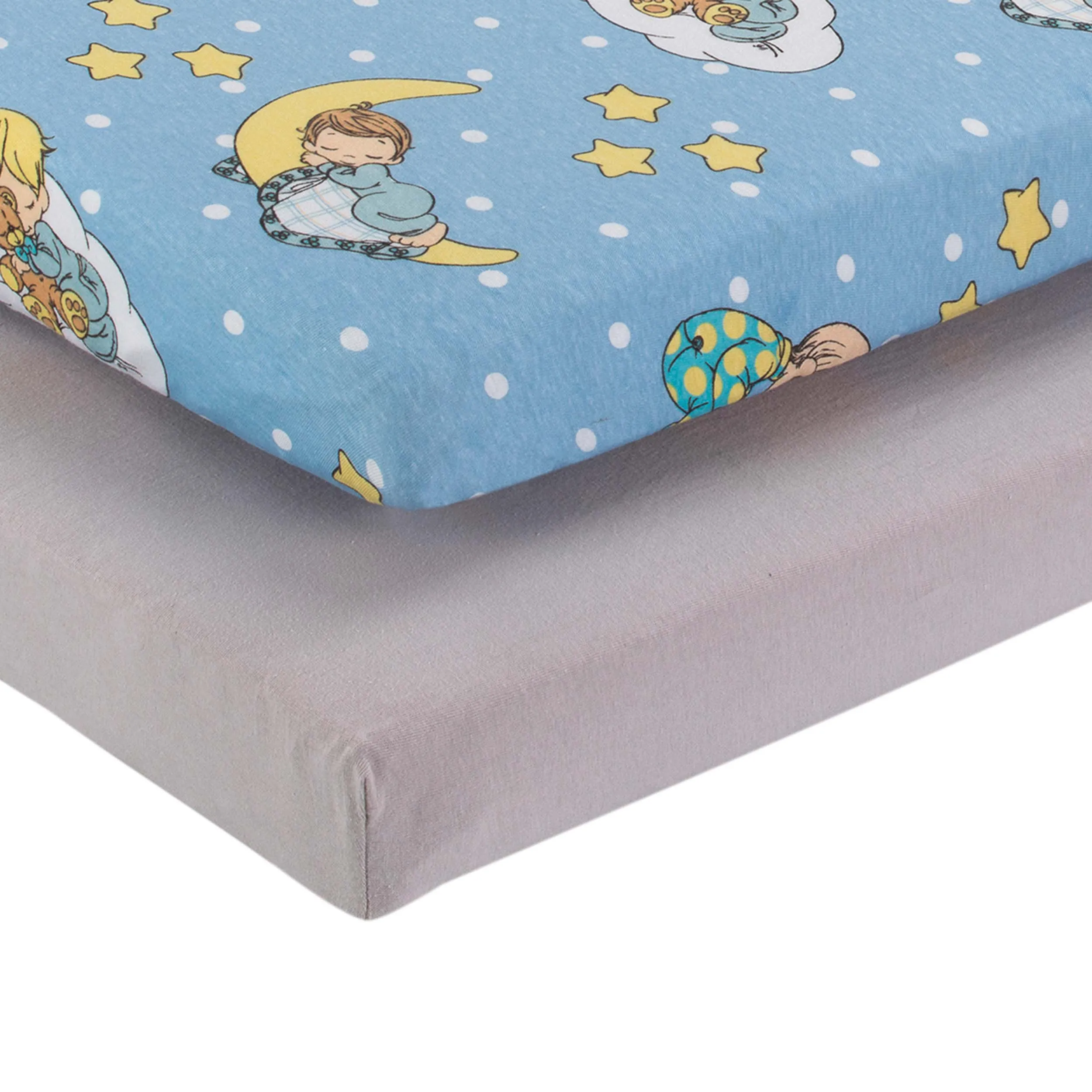 2 Pack n Play and Portable Crib Mattress Sheets - Precious Moments Boys