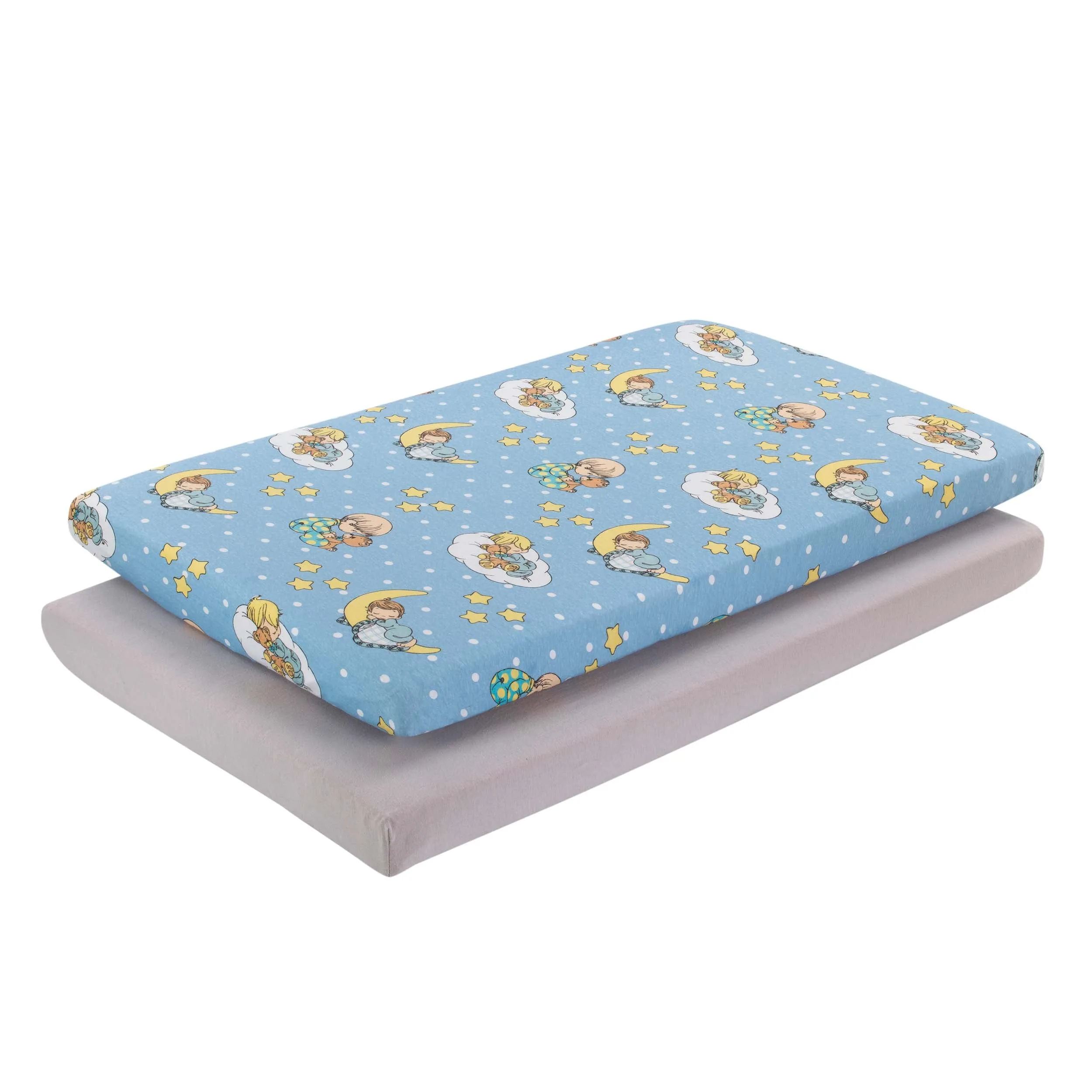 2 Pack n Play and Portable Crib Mattress Sheets - Precious Moments Boys