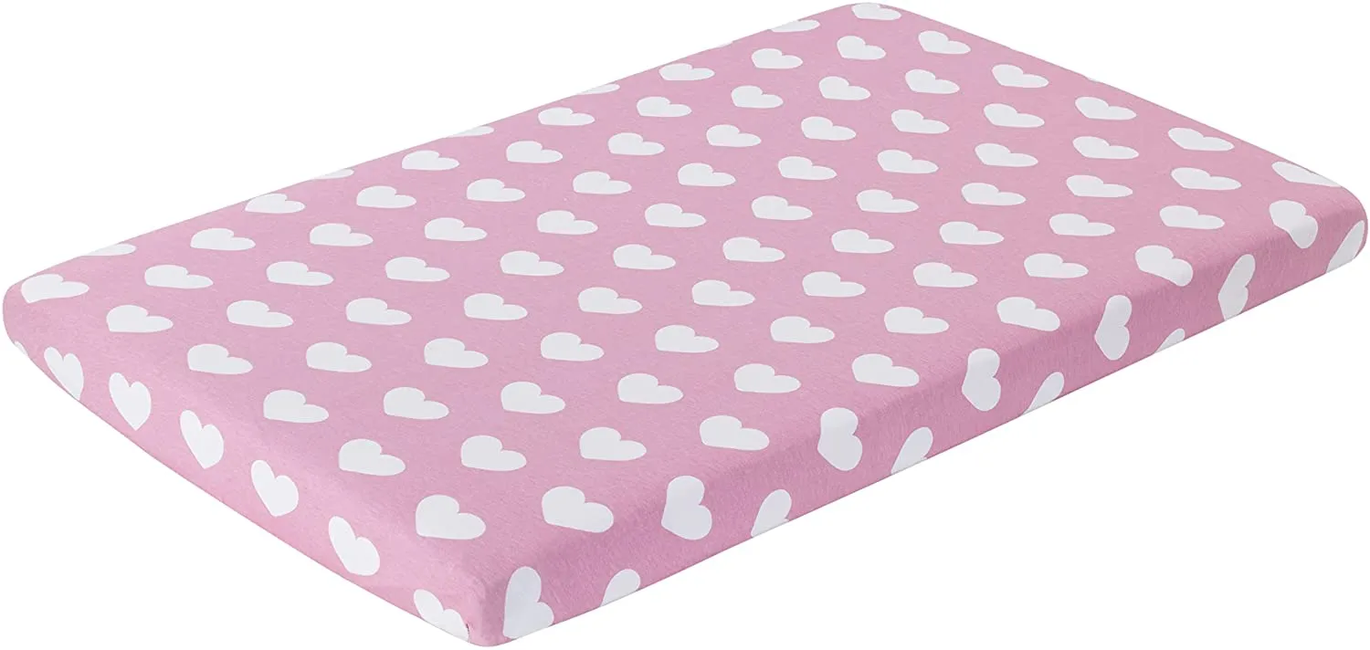 2 Pack Portable Crib Sheet - Hearts/Polka Dots