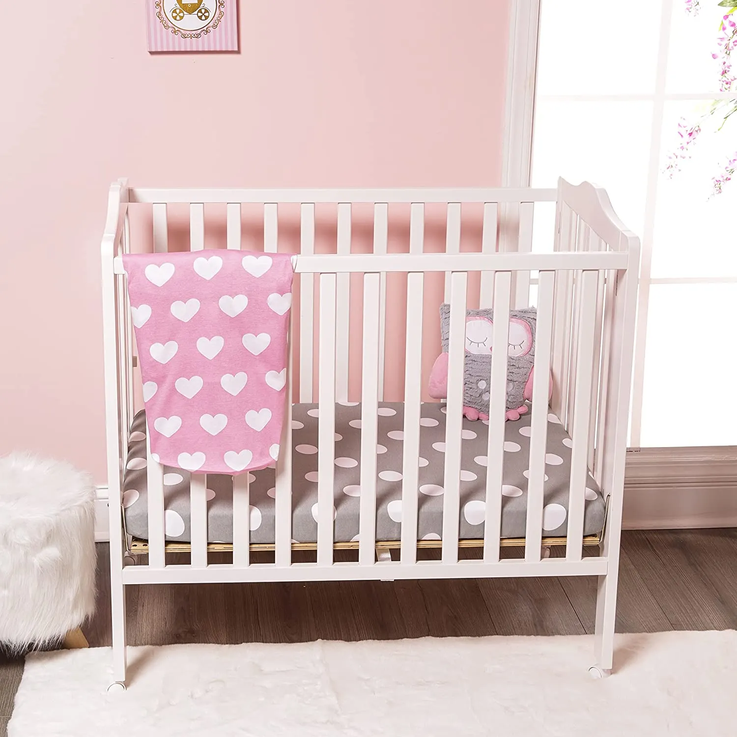 2 Pack Portable Crib Sheet - Hearts/Polka Dots