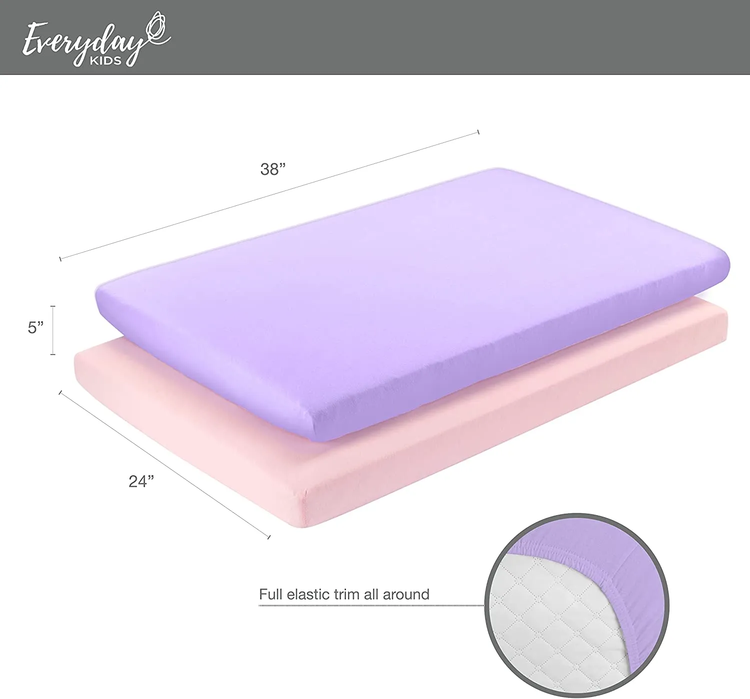 2 Pack Portable Crib Sheet - Pink/Purple