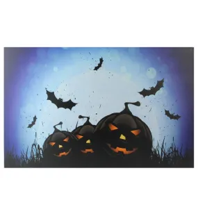 23.5" x 15.5" LED Lighted Jack-O'-Lanterns and Bats Halloween Canvas Wall Art