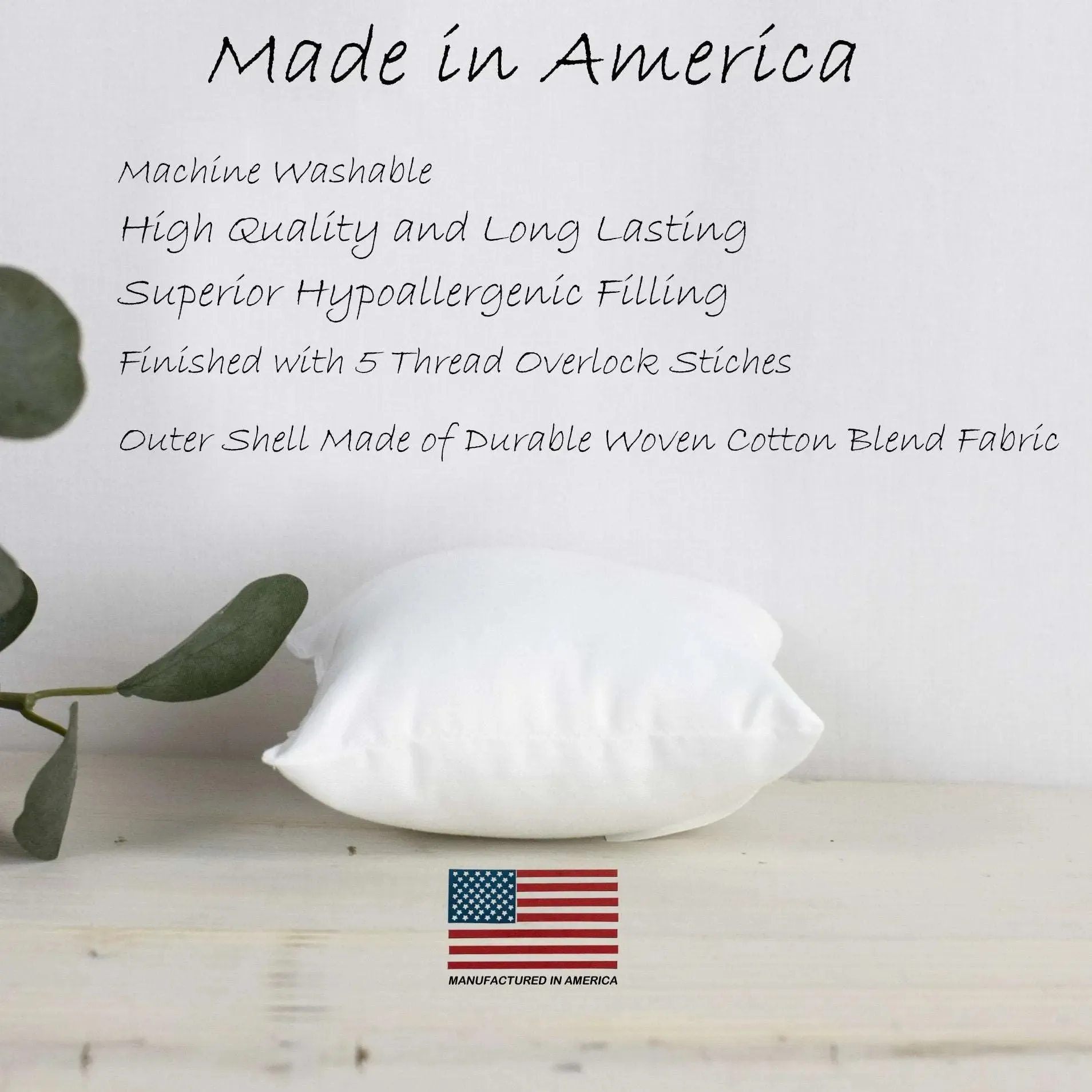 25x25 | Indoor Outdoor Hypoallergenic Polyester Pillow Insert | Quality Insert | Pillow Inners | Throw Pillow Insert | Square Pillow Inserts