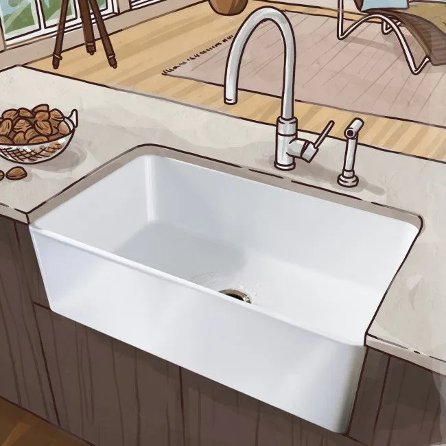 30 Inch White Farmhouse / Apron Front Kitchen Sink 30"L x 18"W Oslo-30 EB20030