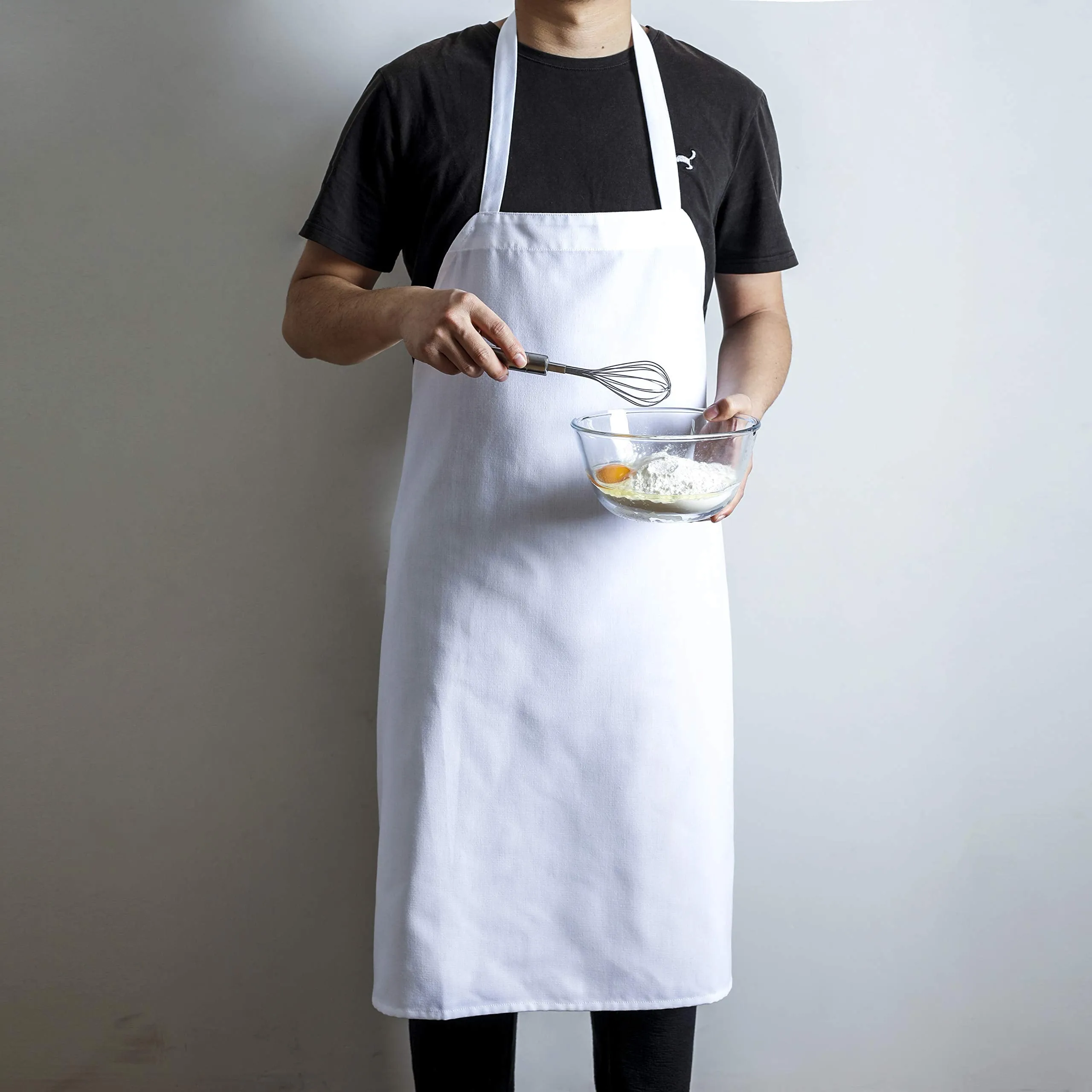 30"X34" Kitchen Bib Aprons 12 Pack(White 6pcs/Black 6pcs) Professional Aprons