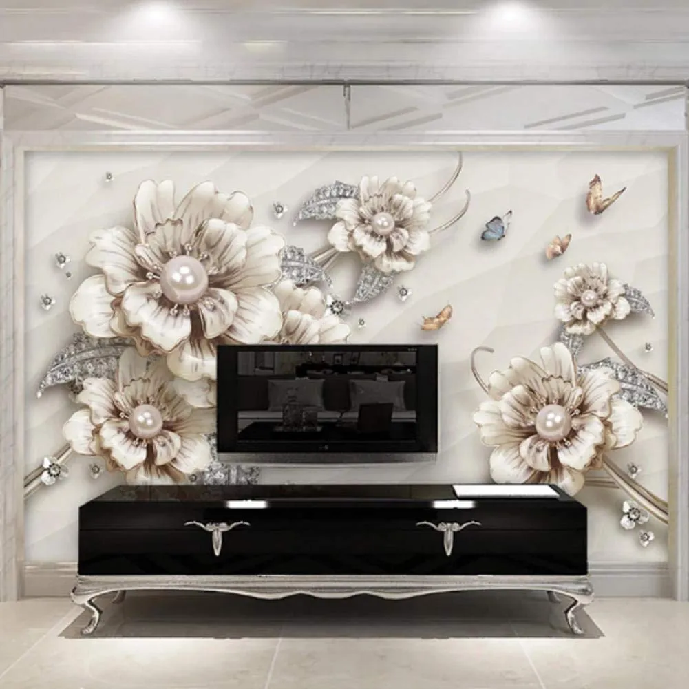 3D Wallpaper Modern Jewelry Flowers Murals 400X280Cm