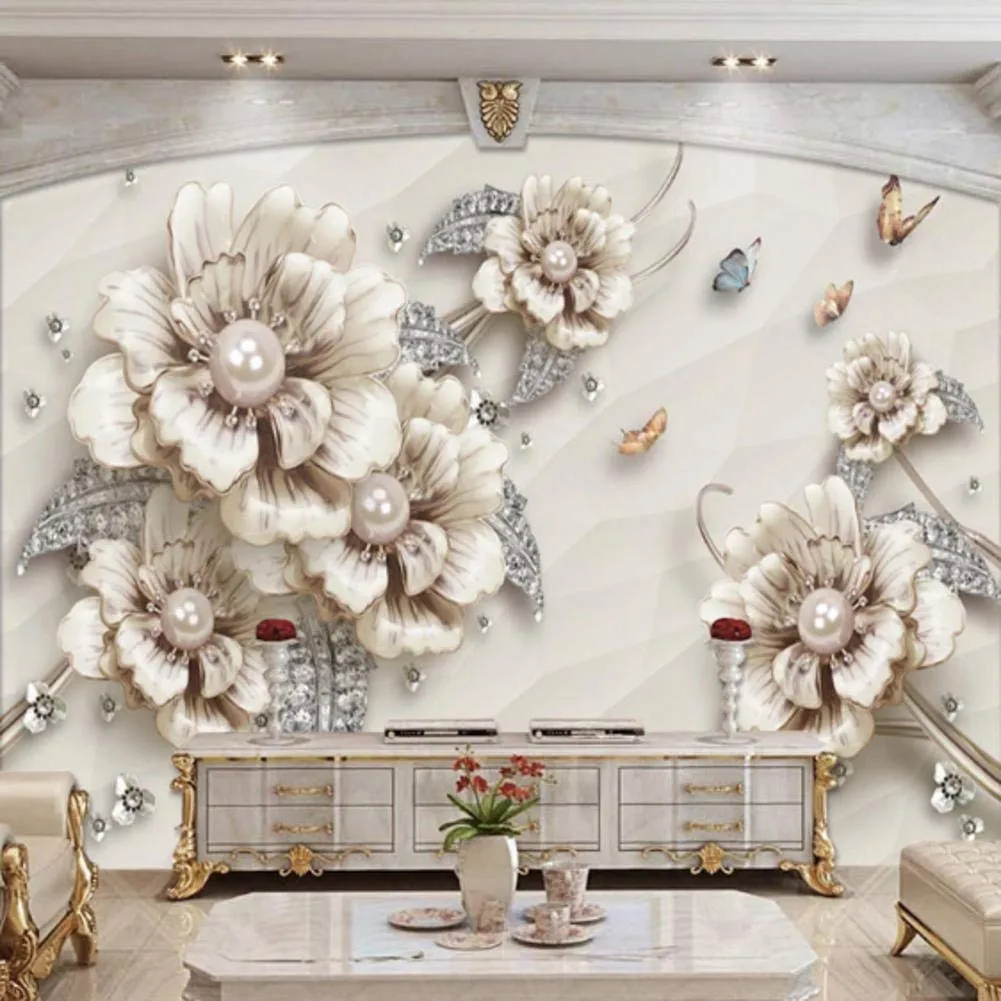 3D Wallpaper Modern Jewelry Flowers Murals 400X280Cm