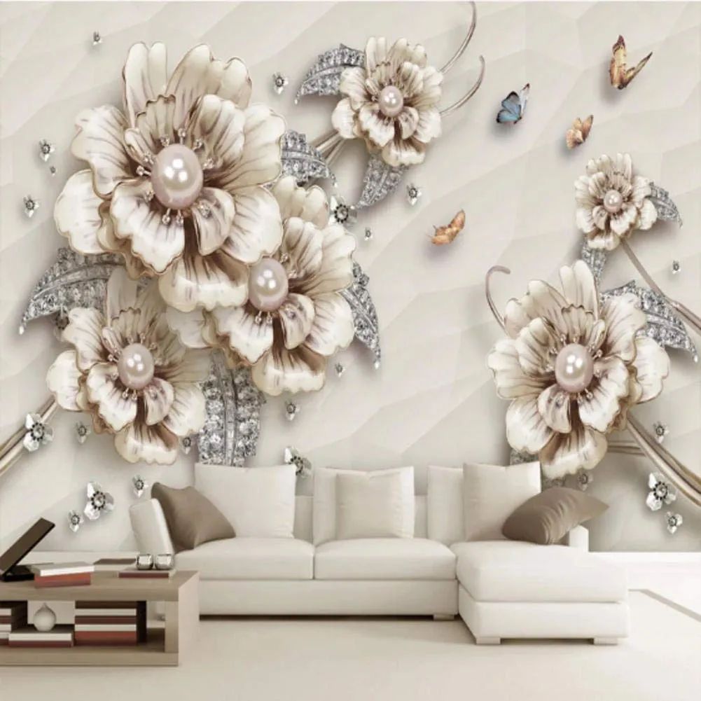 3D Wallpaper Modern Jewelry Flowers Murals 400X280Cm