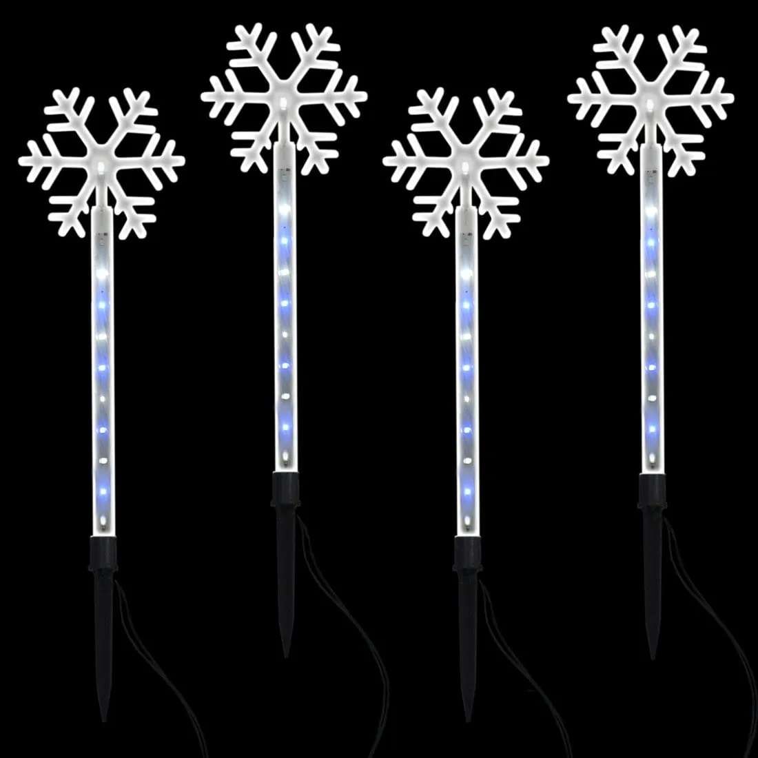 4 Snowflake Christmas Pathway Outdoor Garden Lights Stakes