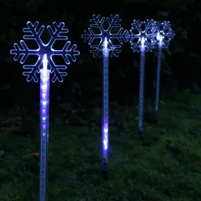 4 Snowflake Christmas Pathway Outdoor Garden Lights Stakes