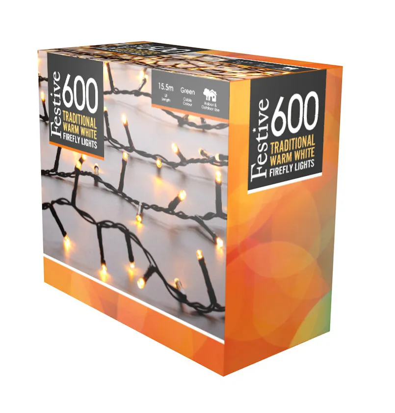 600 Firefly Traditional Warm White Lights