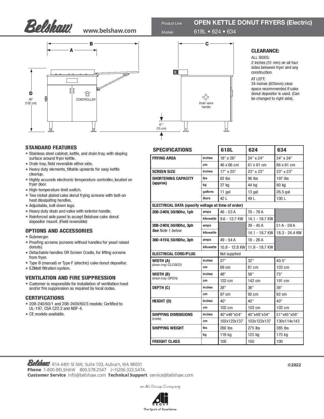 618L Donut Fryer (Electric) electric-heated,&nbsp;frying&nbsp;area 18 X 26 inches (46 X 66 cm)