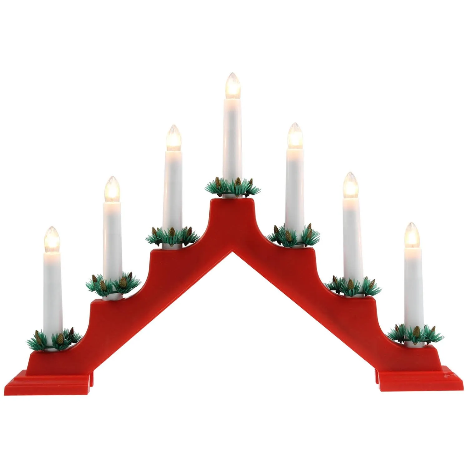 7 Bulb Plastic Candle Red Bridge Lights Christmas Light Indoor Home Decoration