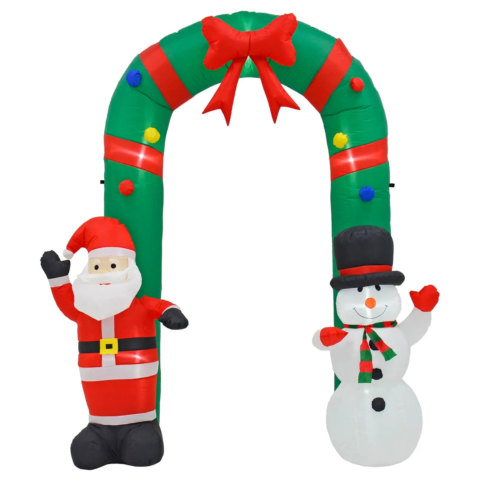 8ft Inflatable Light Up Santa Snowman Arch Christmas Decoration