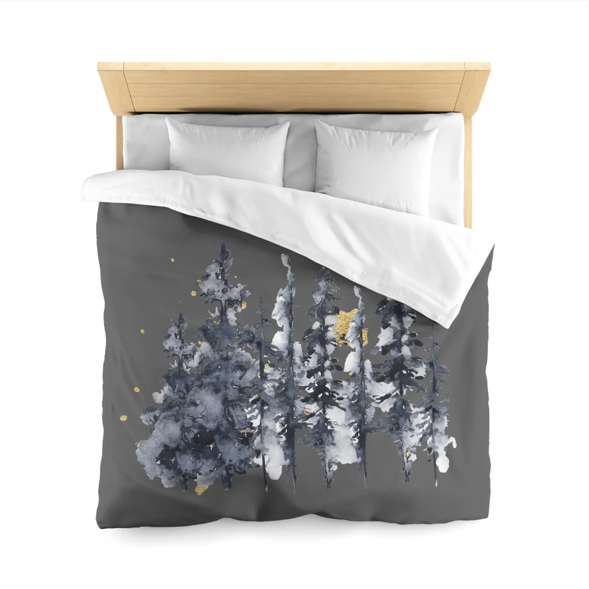 Abstract Duvet Cover | Dark Gray, Navy Trees Woodlands