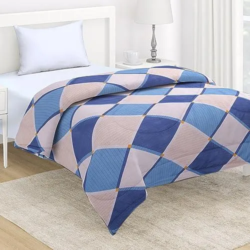 AC Comforter and Bedding Set for Single Bed, Rhombus Cerulean Blue