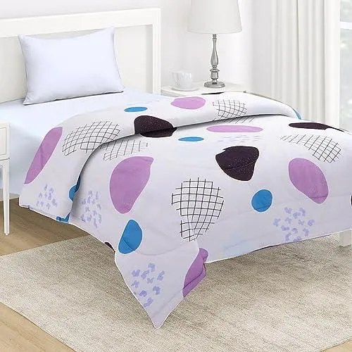 AC Comforter and Bedding Set for Single Bed, White Abstract Pebble