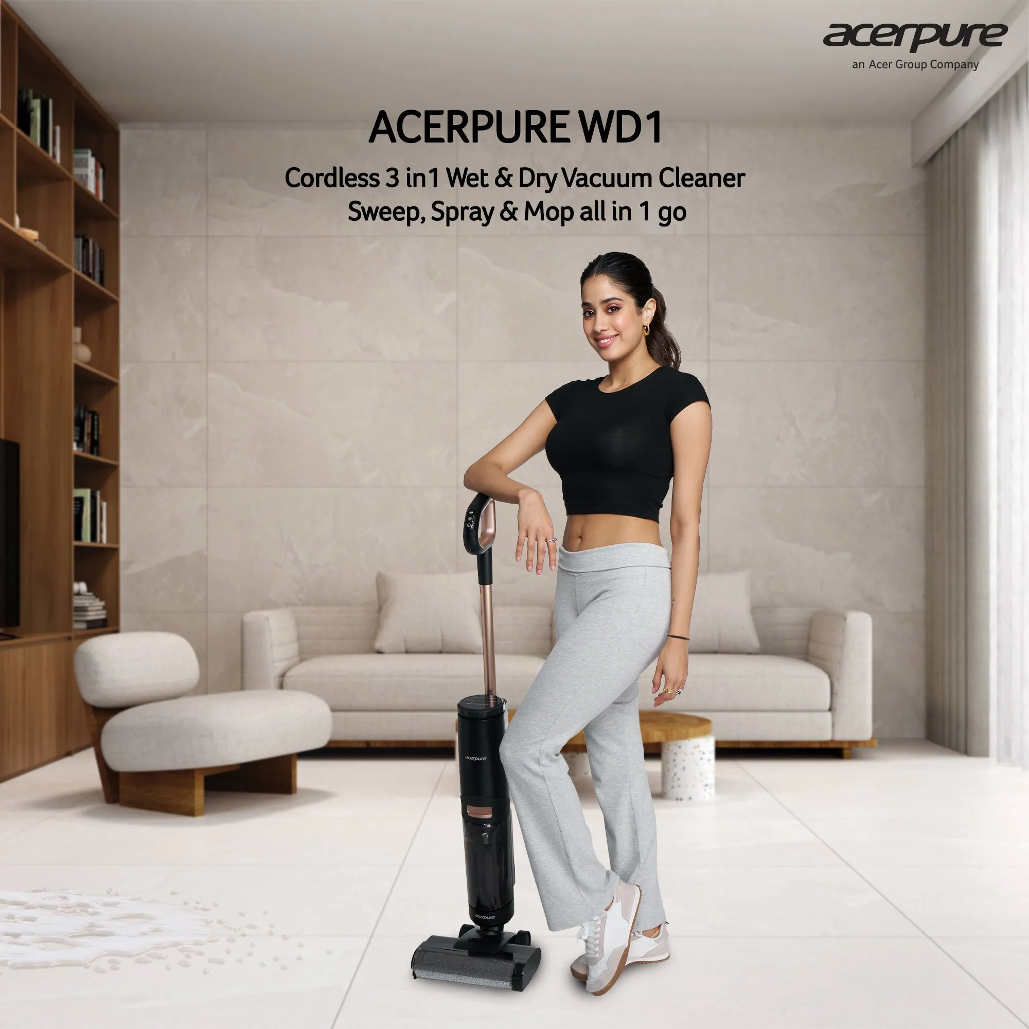 Acerpure Cordless Wet & Dry Vacuum Cleaner Upright Vacuum Cleaner (Sweep, Swab & Spray)|Twin Tank| Multi-Surface Floor Cleaner| Smart Touch Control| Self Cleaning Dock