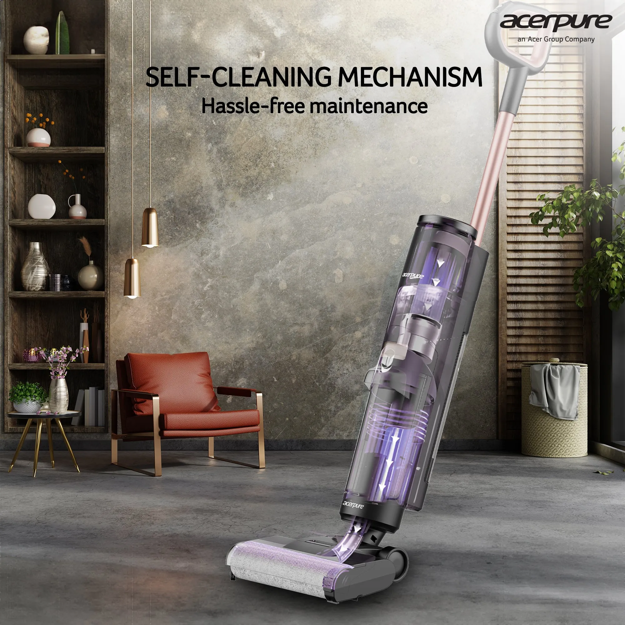 Acerpure Cordless Wet & Dry Vacuum Cleaner Upright Vacuum Cleaner (Sweep, Swab & Spray)|Twin Tank| Multi-Surface Floor Cleaner| Smart Touch Control| Self Cleaning Dock