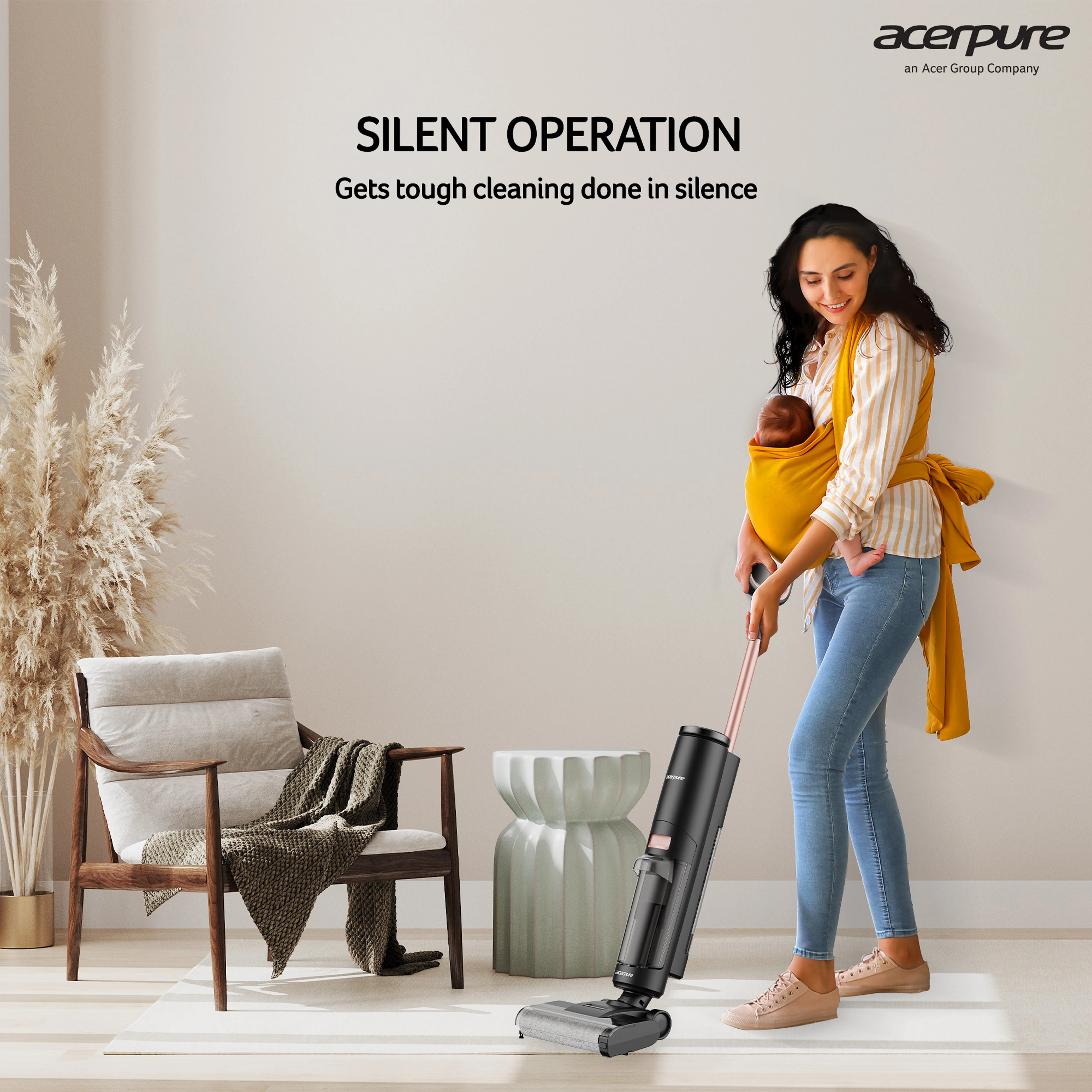 Acerpure Cordless Wet & Dry Vacuum Cleaner Upright Vacuum Cleaner (Sweep, Swab & Spray)|Twin Tank| Multi-Surface Floor Cleaner| Smart Touch Control| Self Cleaning Dock