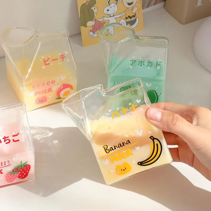 Adorable Fruity Milk Glass Milk Cartons - 350 ml