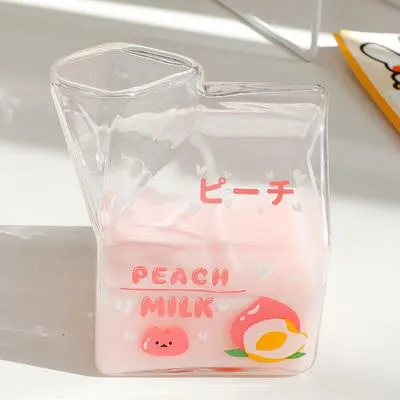 Adorable Fruity Milk Glass Milk Cartons - 350 ml