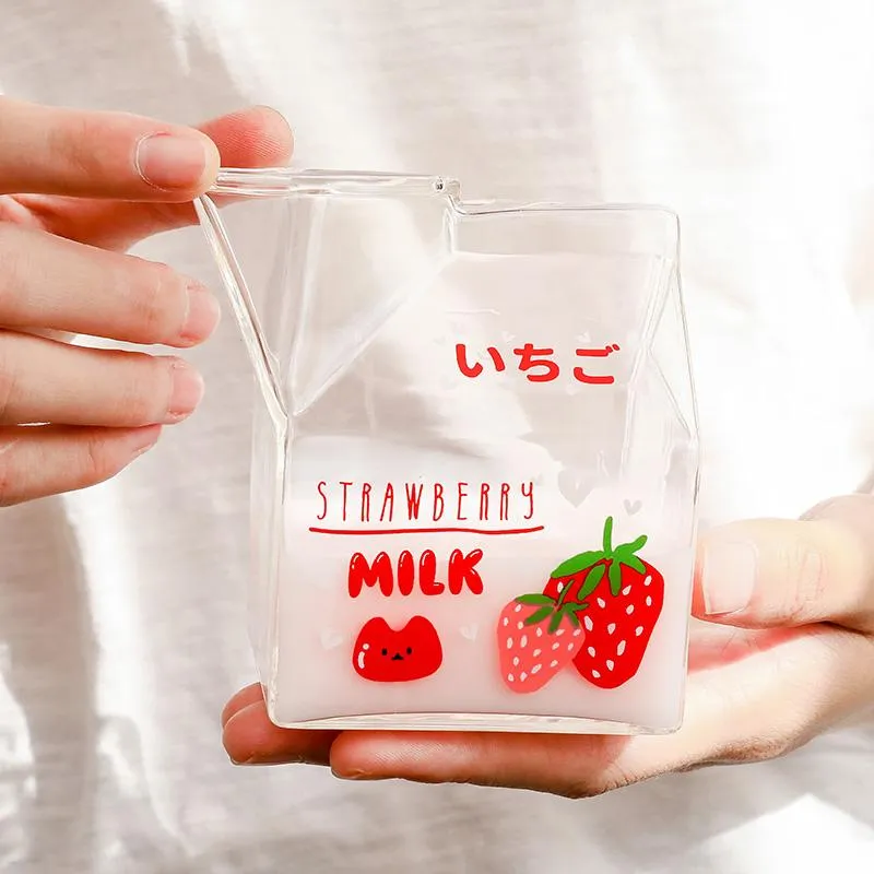 Adorable Fruity Milk Glass Milk Cartons - 350 ml