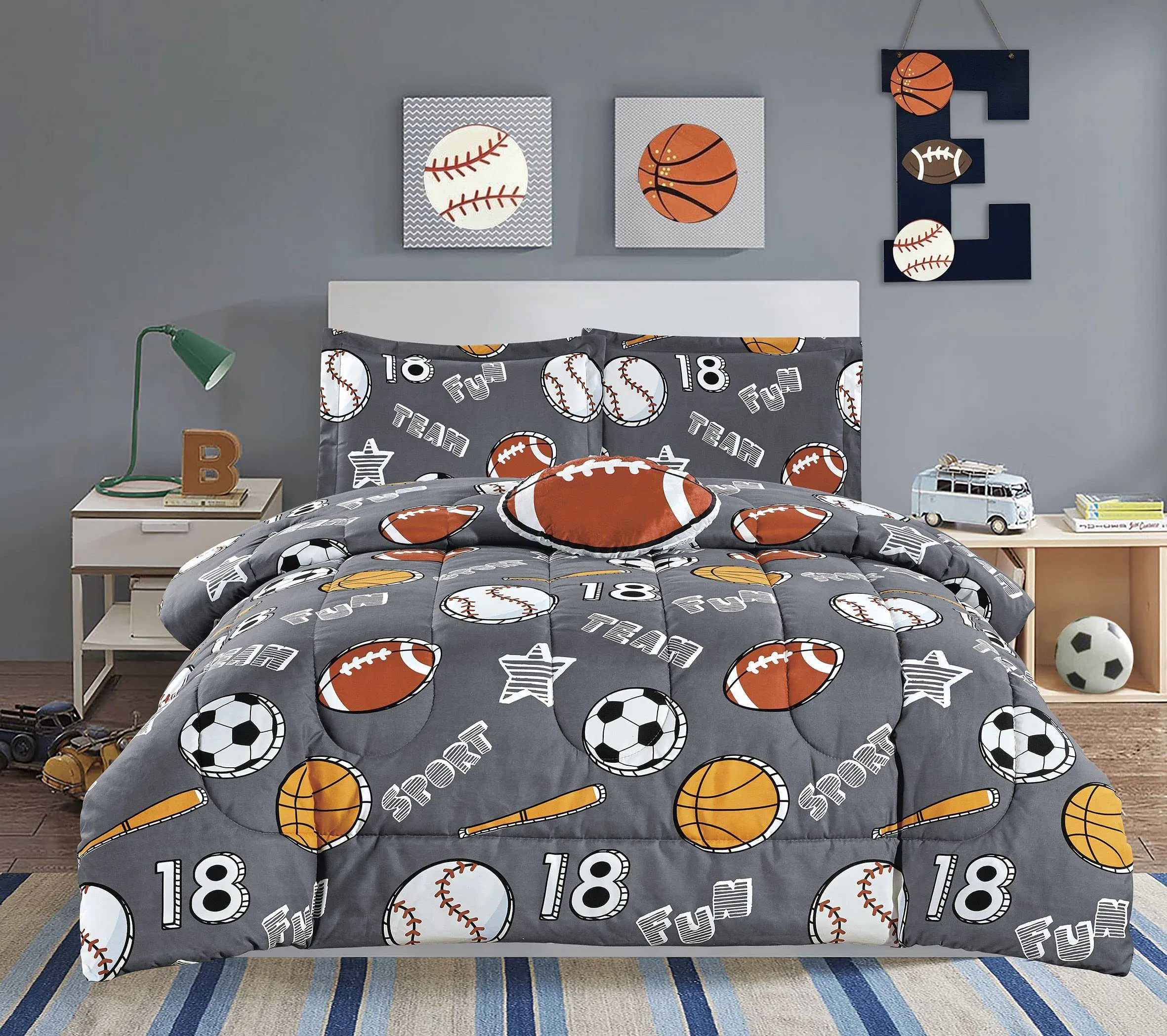 All American Collection Kids Boys Girls Teens Children Soft Comfortable Printed Fitted Bedroom PC Comforter Set