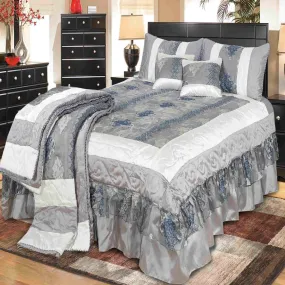 Alpine 6 Pcs Bedding Set with Filled Comforter Grey