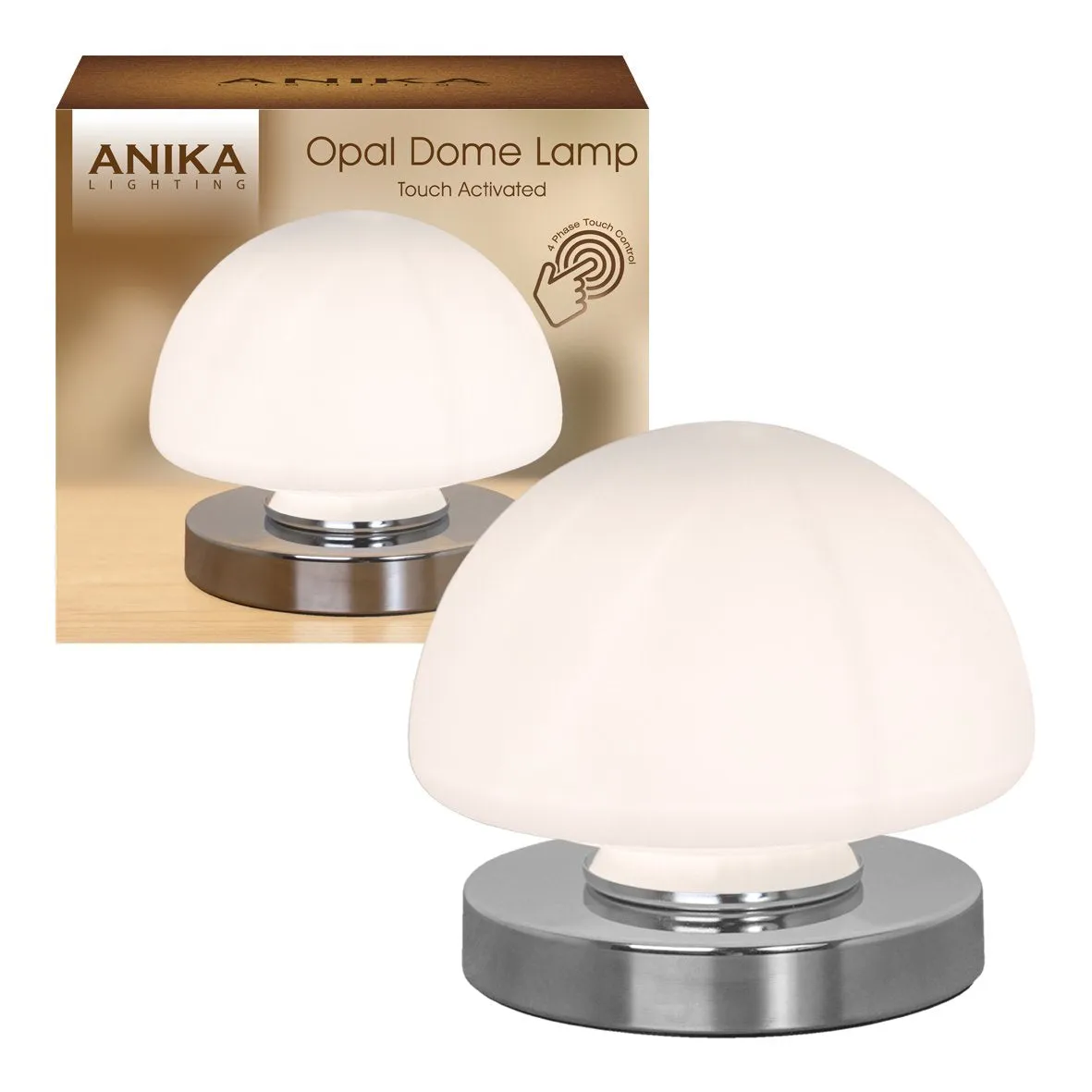 Anika Touch Control Table Lamp / 3 Way Dimmable Settings / Dome Shape with Silver Base / Bedside Light, Living Room, Desk Lamp, Reading Light