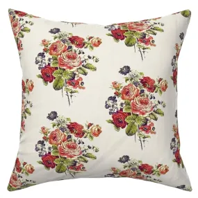 Antique French Roses and Poppies Linen Pillow Cover: Sorbet