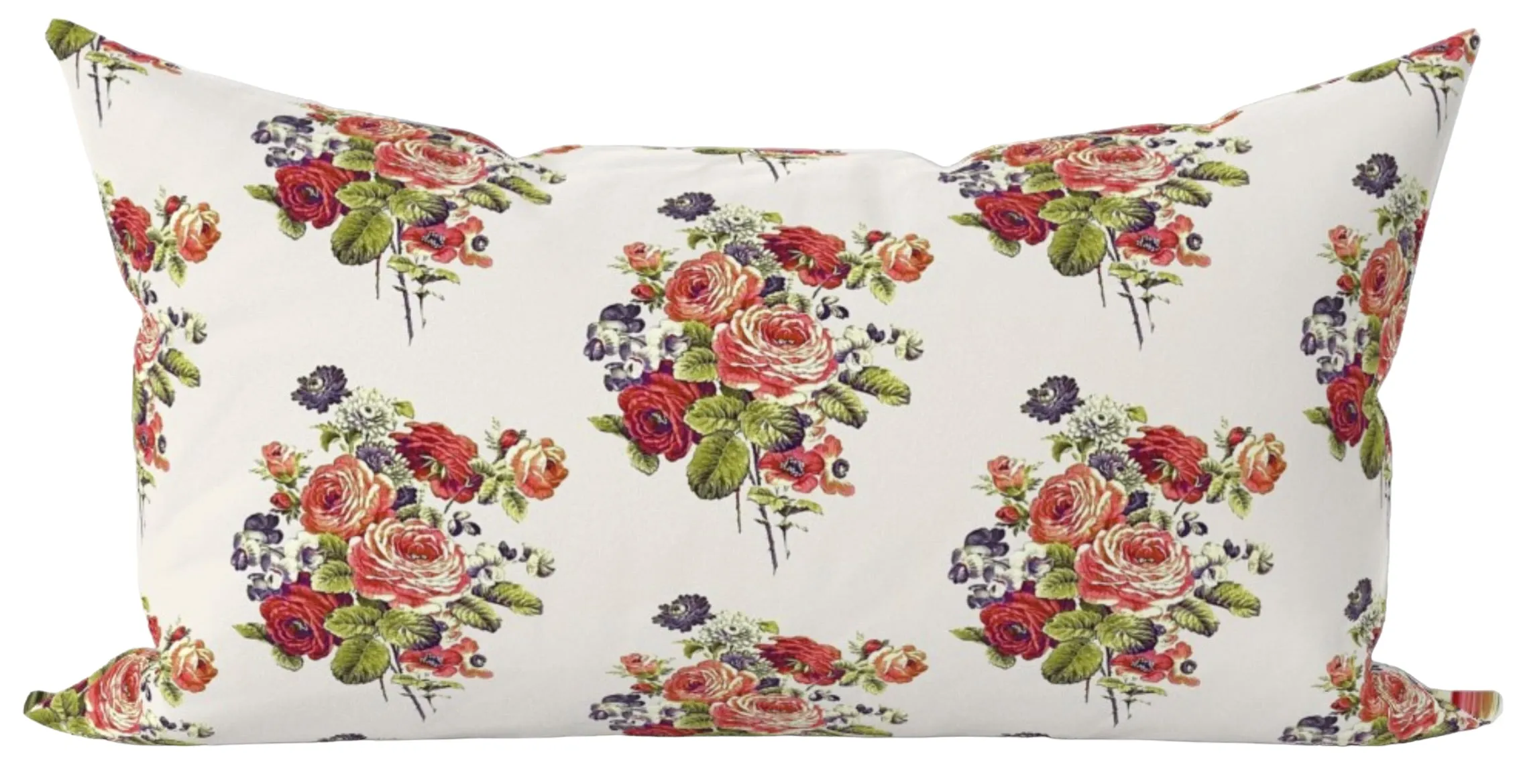 Antique French Roses and Poppies Linen Pillow Cover: Sorbet