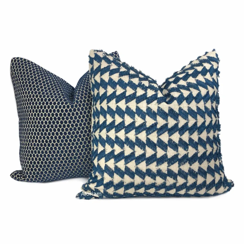 Atwood Blue Fringe Texture Pillow Cover