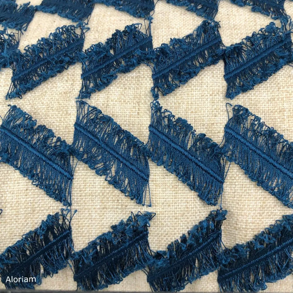 Atwood Blue Fringe Texture Pillow Cover