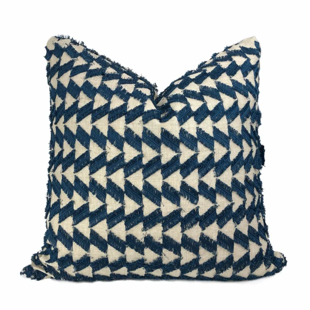 Atwood Blue Fringe Texture Pillow Cover