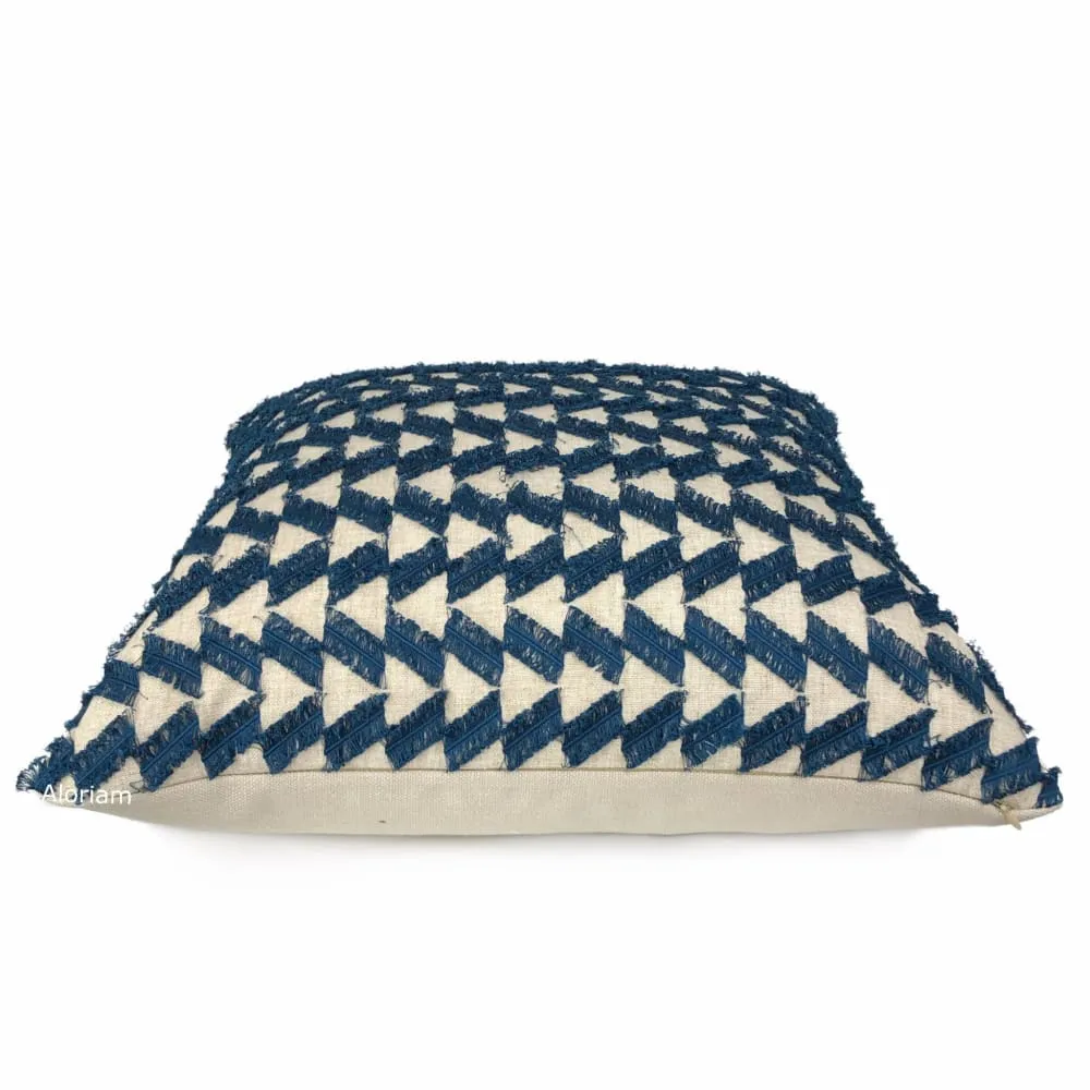 Atwood Blue Fringe Texture Pillow Cover