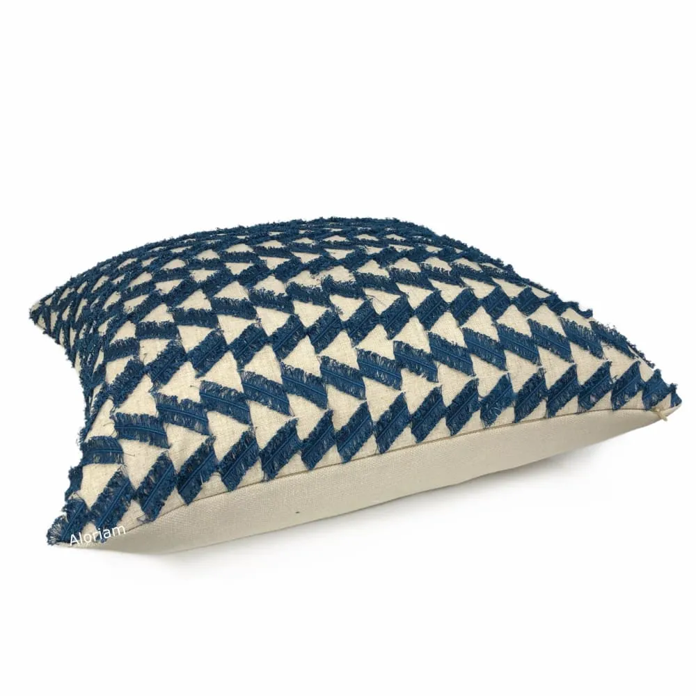 Atwood Blue Fringe Texture Pillow Cover