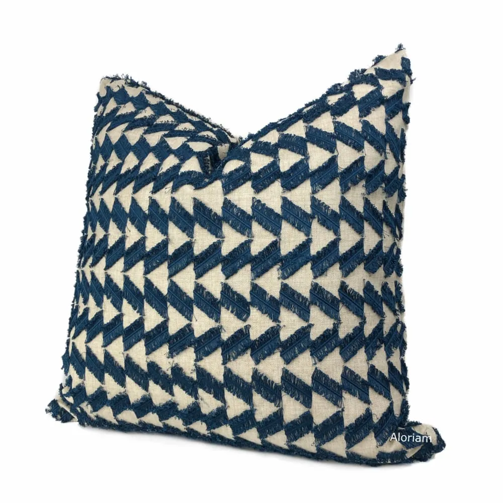 Atwood Blue Fringe Texture Pillow Cover