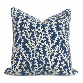 Beatrix Blue White Floral Vine Pillow Cover (Fabric by the Yard available)