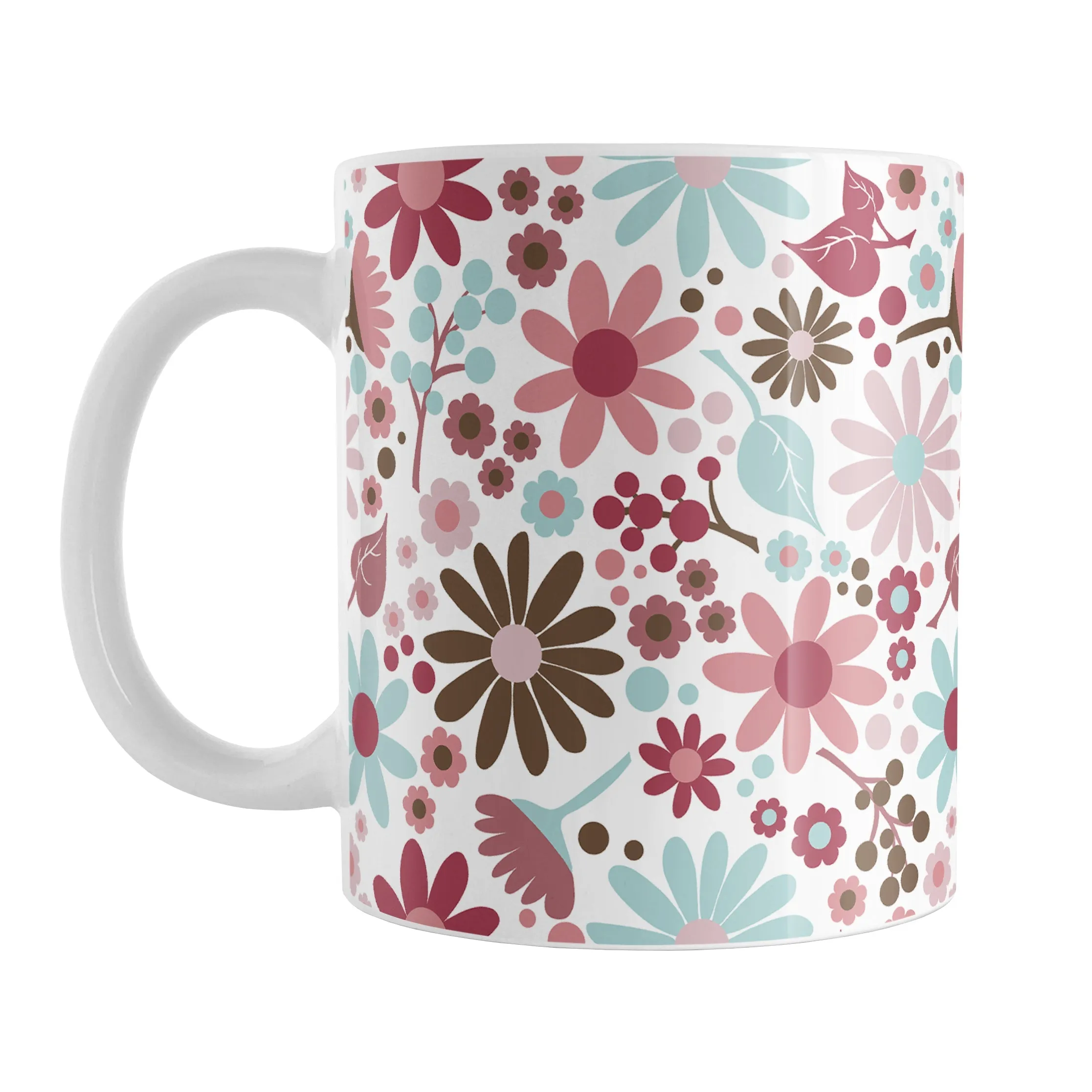 Berry Blue Summer Flowers Mug