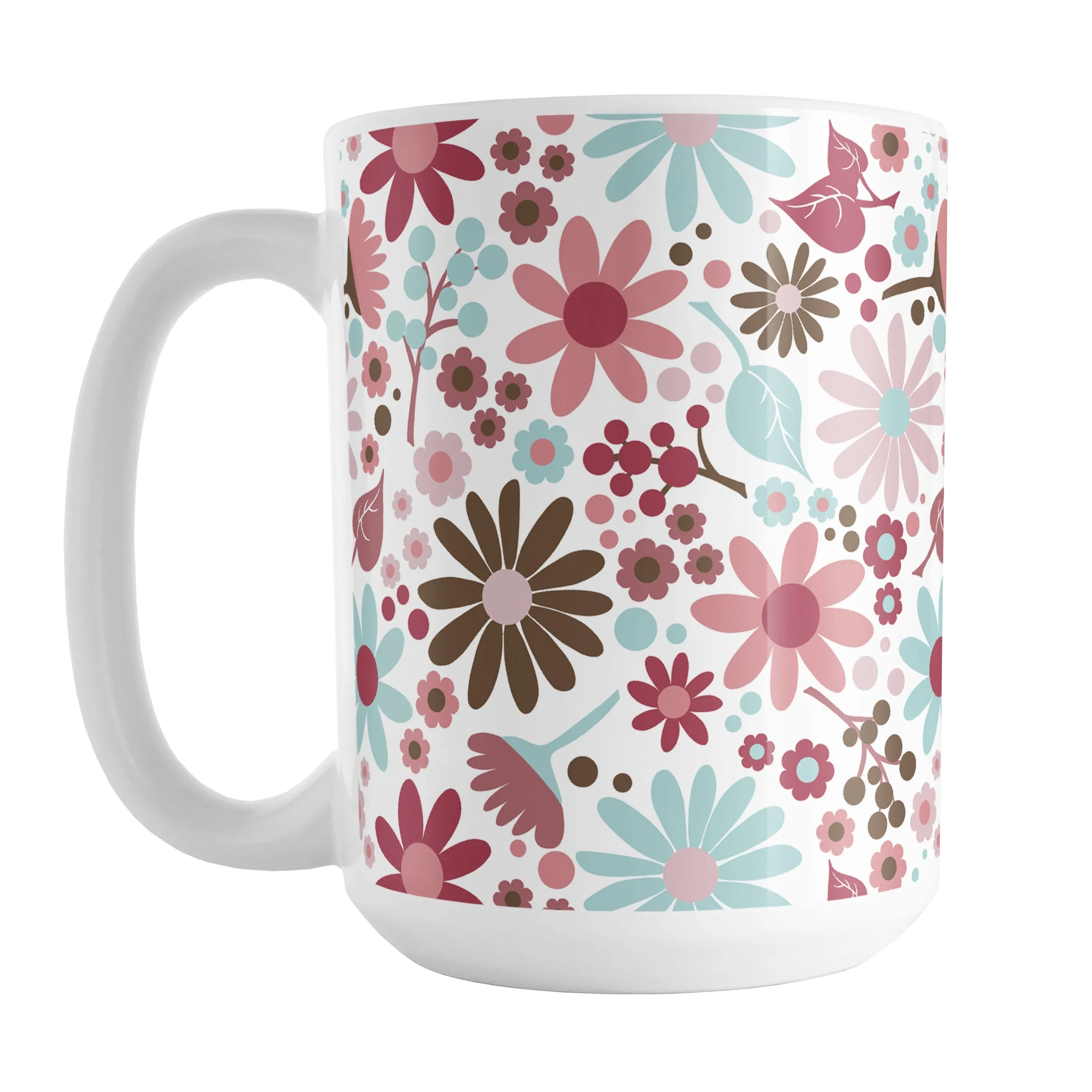 Berry Blue Summer Flowers Mug