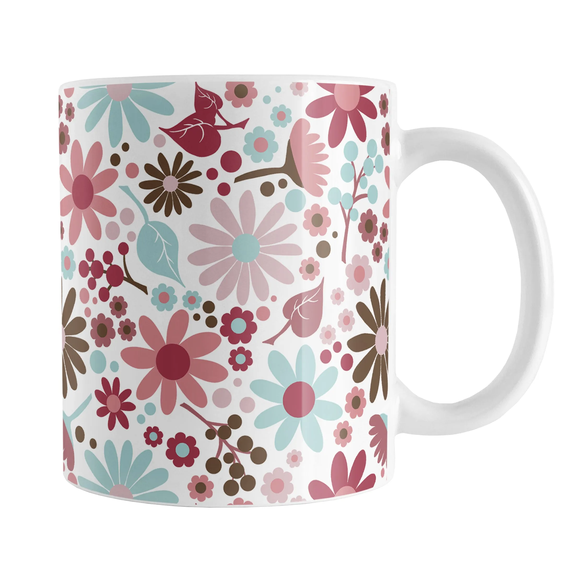 Berry Blue Summer Flowers Mug